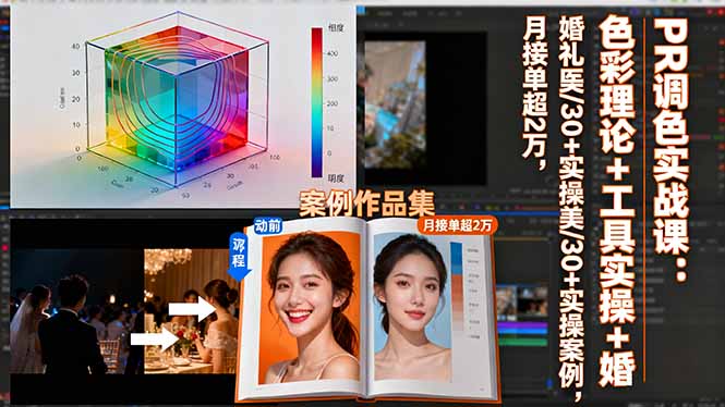 PR调色实战课：色彩理论+工具实操+婚礼医美/30+实操案例，月接单超2万-白马联创