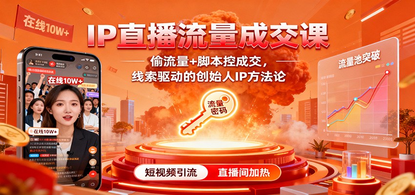 IP直播流量成交课：偷流量+脚本控成交，线索驱动的创始人IP方法论-白马联创