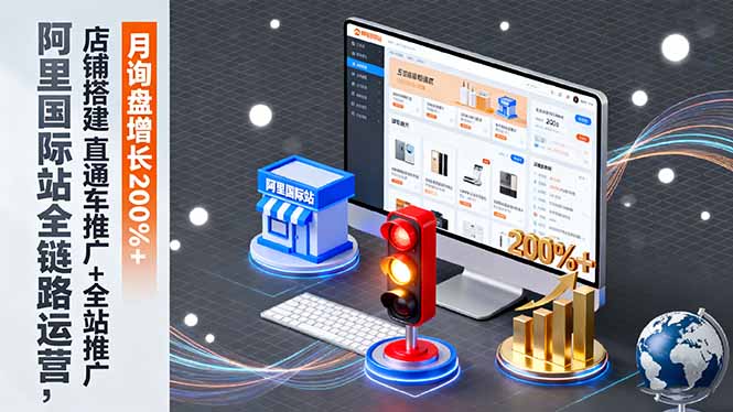 阿里国际站全链路运营,店铺搭建+直通车推广+全站推广,月询盘增长200%+-白马联创