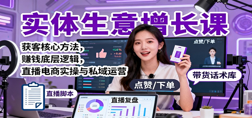 实体生意增长课：获客核心方法，赚钱底层逻辑，直播电商实操与私域运营-白马联创
