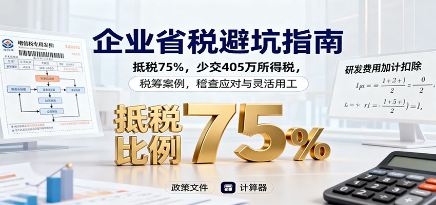 企业省税避坑指南：抵税75%，少交405万所得税，税筹案例，稽查应对与灵活用工-白马联创
