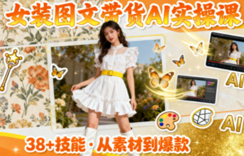 女装图文带货的AI实操课，覆盖38个实用技能，快速提升素材制作效率-白马联创