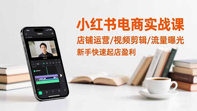 小红书电商实战课：店铺运营/视频剪辑/流量曝光，新手快速起店盈利-白马联创