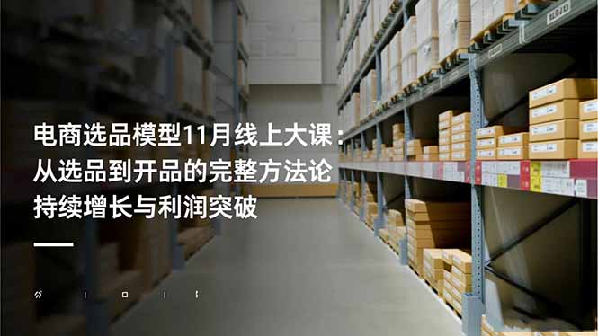 电商选品模型11月线上大课：从选品到开品的完整方法论 持续增长与利润突破-白马联创