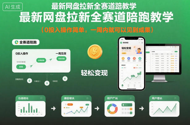 最新网盘拉新全赛道陪跑教学，0投入操作简单，一周内就可以见到成果-白马联创