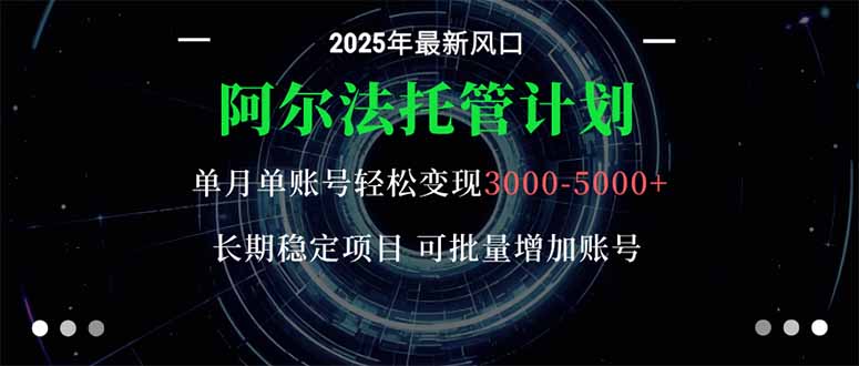 阿尔法托管计划 单账号月入3000-5000，长期稳定项目，新手小白轻松上手。-白马联创