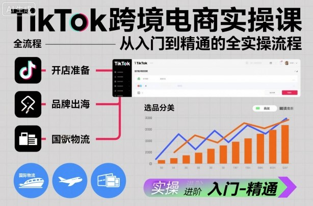 TikTok跨境电商实操课，从入门到精通的全实操流程-白马联创