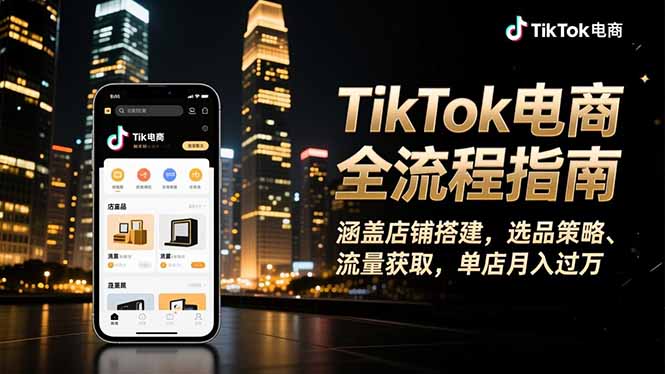 TikTok电商全流程指南，涵盖店铺搭建、选品策略、流量获取，单店月入过万-白马联创