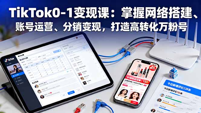 TikTok0-1变现课：掌握网络搭建、账号运营、分销变现，打造高转化万粉号-白马联创