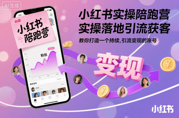 小红书实操陪跑营，实操落地引流获客，教你打造一个持续引流变现的账号-白马联创