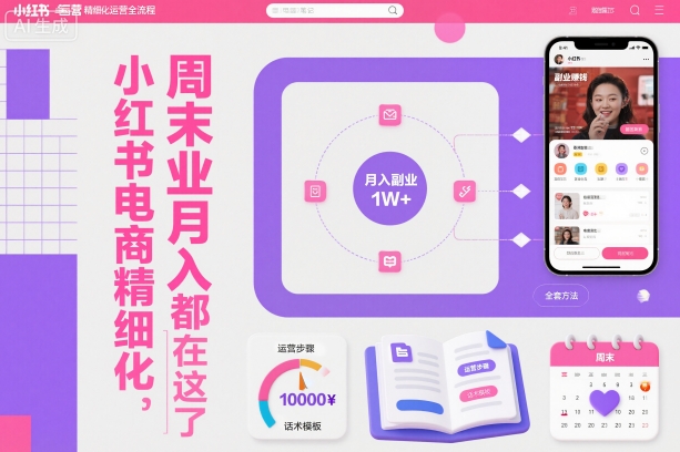 小红书电商精细化运营全流程，周末副业月入1W+，全套方法都在这了-白马联创