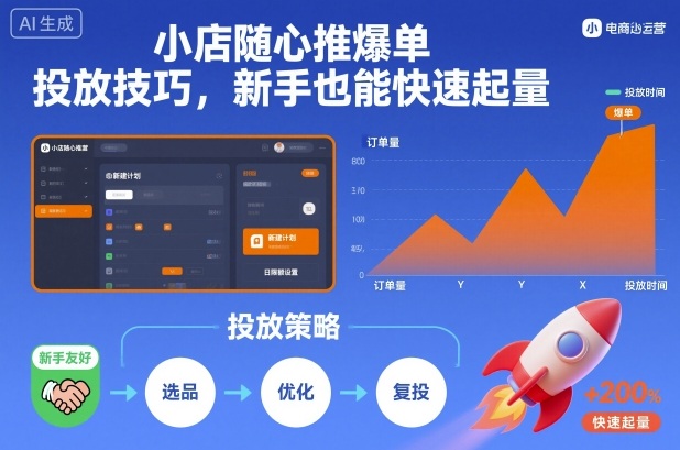 小店随心推爆单投放技巧，新手也能快速起量-白马联创