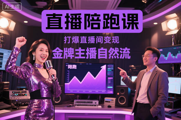 直播陪跑课，金牌主播自然流打爆直播间，复制高变现玩法-白马联创
