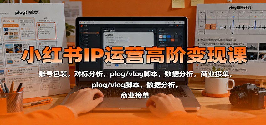 小红书IP运营高阶变现课：账号包装，对标分析，plog/vlog脚本，数据分析，商业接单-白马联创