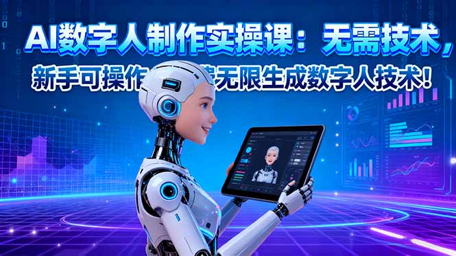 AI数字人制作实操课：无需技术，新手可操作，免费无限生成数字人技术！-白马联创